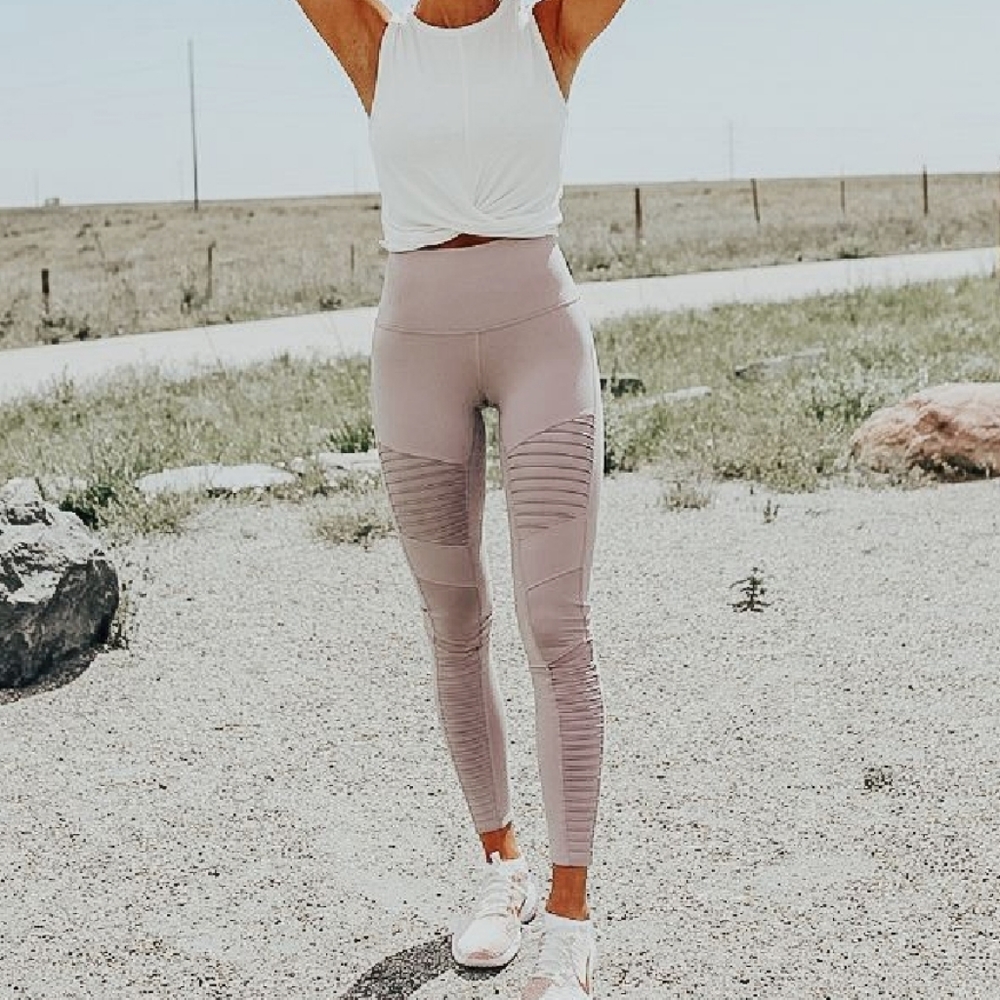 High rise mesh moto leggings